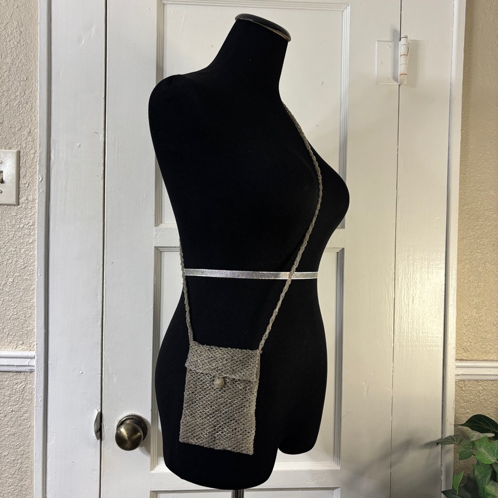 1970s Vintage Crossbody Clear Beaded Bag